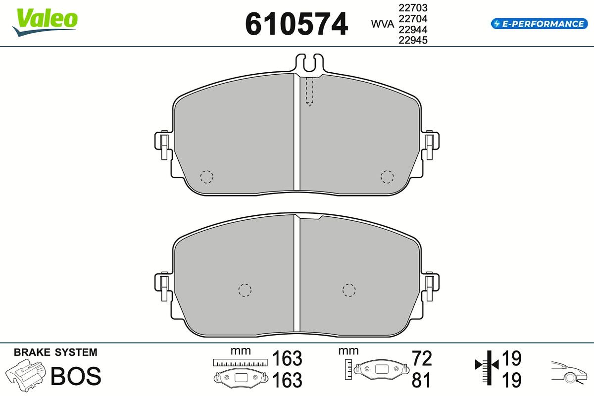 VALEO 610574 Brake pad set, disc brake