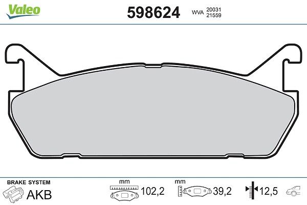 VALEO 598624 Brake pad set, disc brake