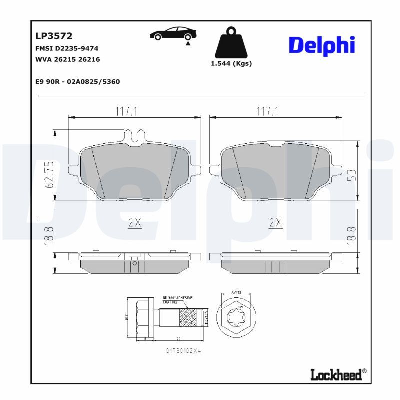 DELPHI LP3572 Brake pad set, disc brake