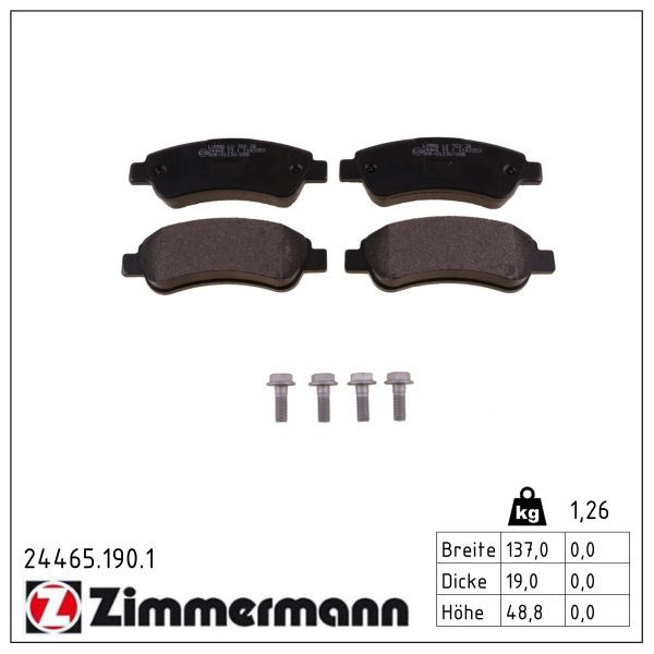ZIMMERMANN 24465.190.1 Brake pad set, disc brake