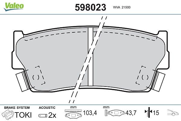 VALEO 598023 Brake pad set, disc brake