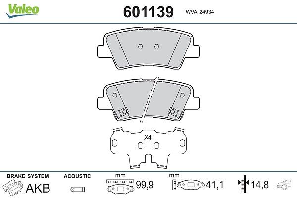 VALEO 601139 Brake pad set, disc brake