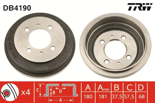 TRW DB4190 Brake drum
