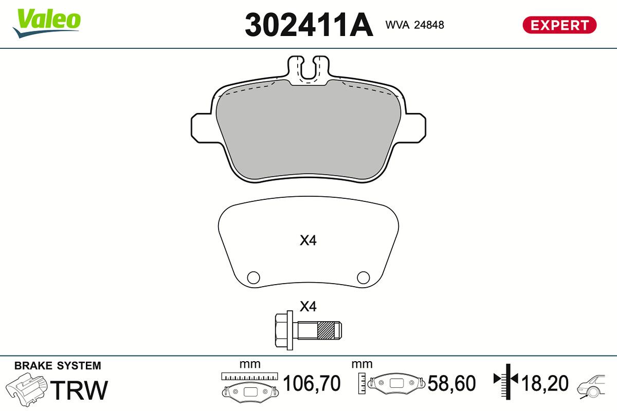 VALEO 302411A Brake pad set, disc brake