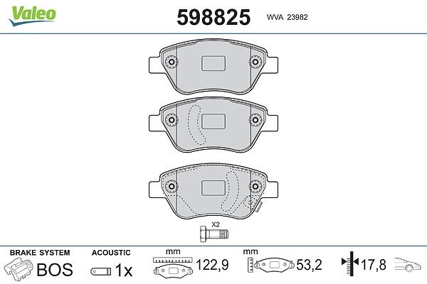 VALEO 598825 Brake pad set, disc brake