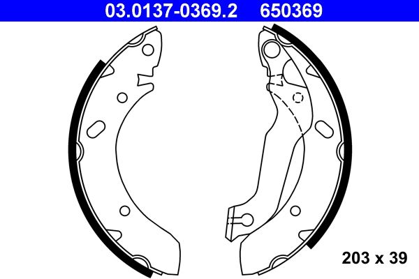 ATE 03.0137-0369.2 Brake shoe set