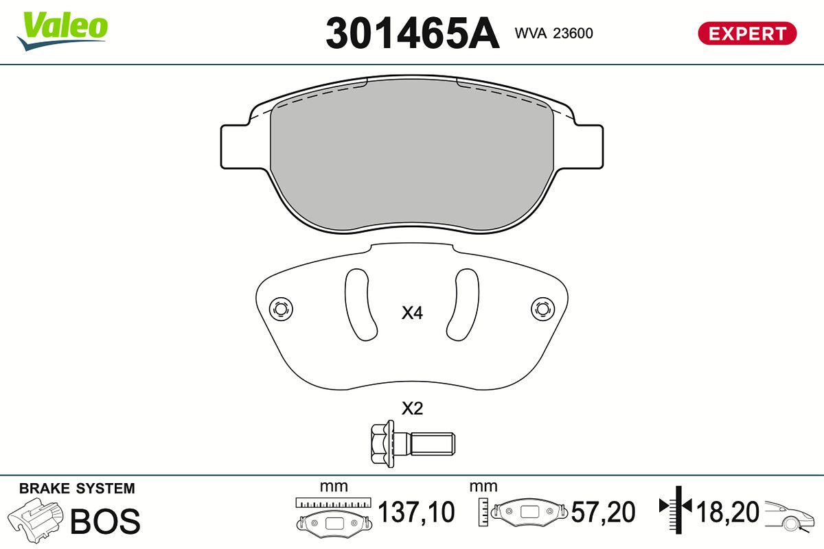 VALEO 301465A Brake pad set, disc brake