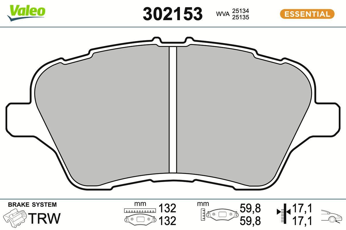 VALEO 302153 Brake pad set, disc brake