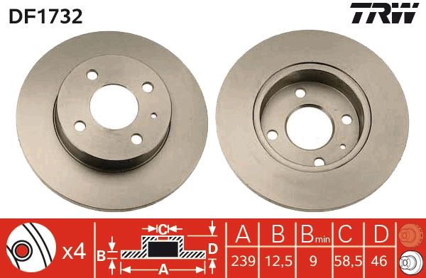 TRW DF1732 Brake disc