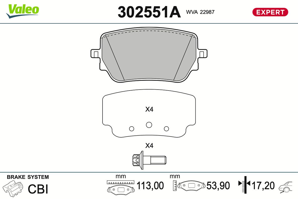 VALEO 302551A Brake pad set, disc brake