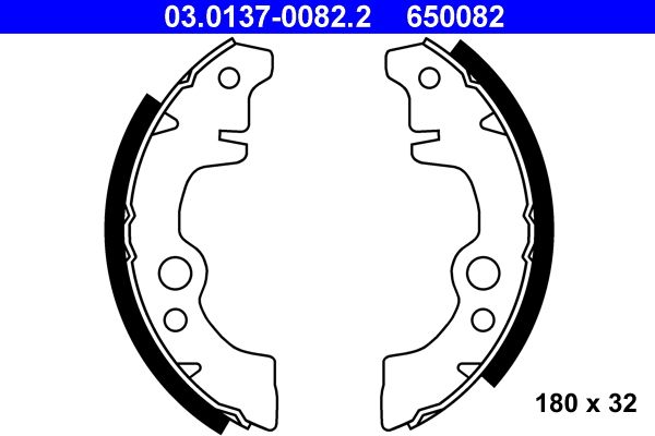 ATE 03.0137-0082.2 Brake shoe set