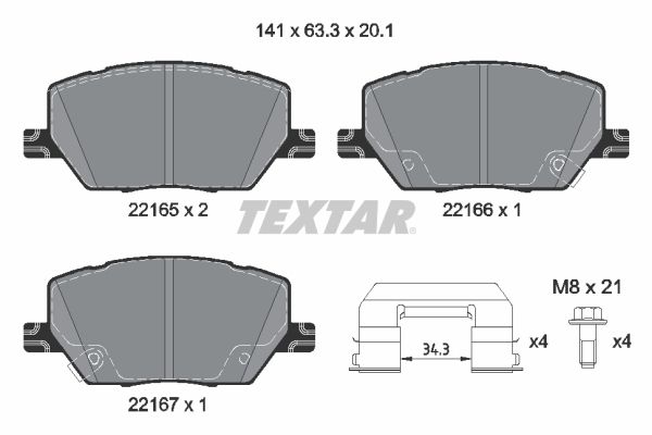 TEXTAR 2216503 Brake pad set, disc brake