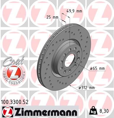 ZIMMERMANN 100.3300.52 Brake disc
