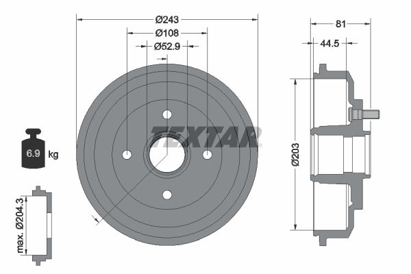 TEXTAR 94026700 Brake drum
