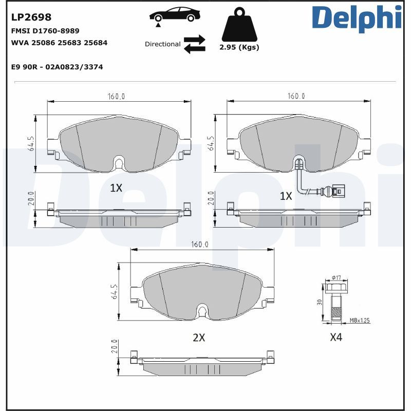 DELPHI LP2698 Brake pad set, disc brake