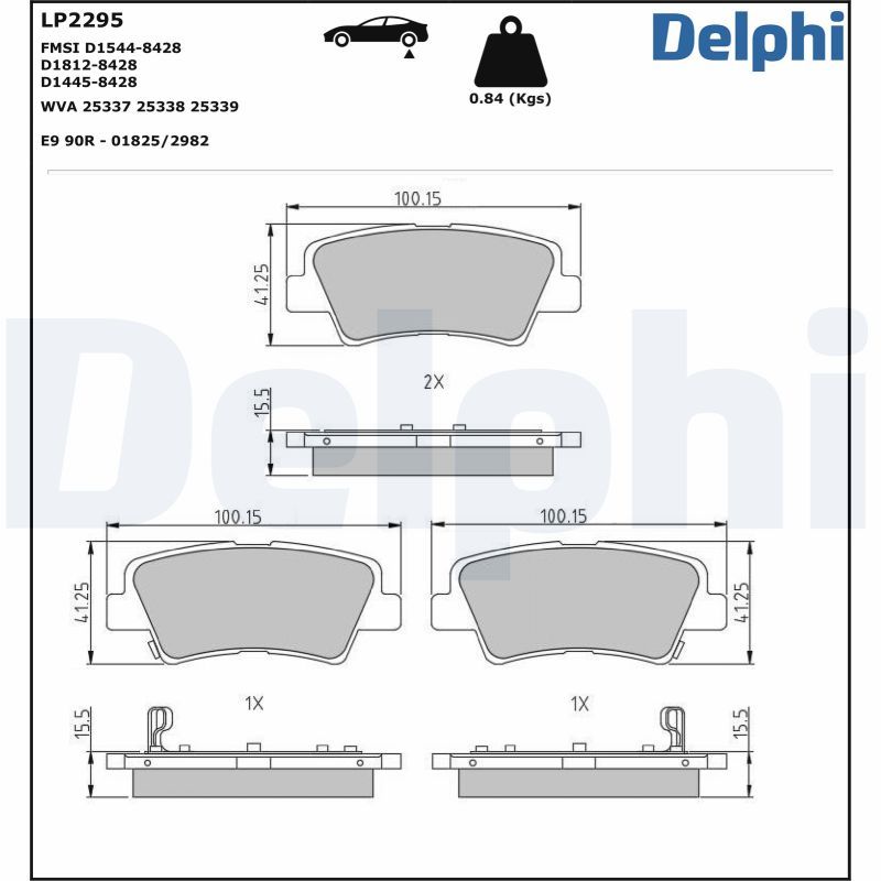 DELPHI LP2295 Brake pad set, disc brake