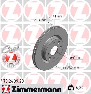 ZIMMERMANN 470.2409.20 Brake disc