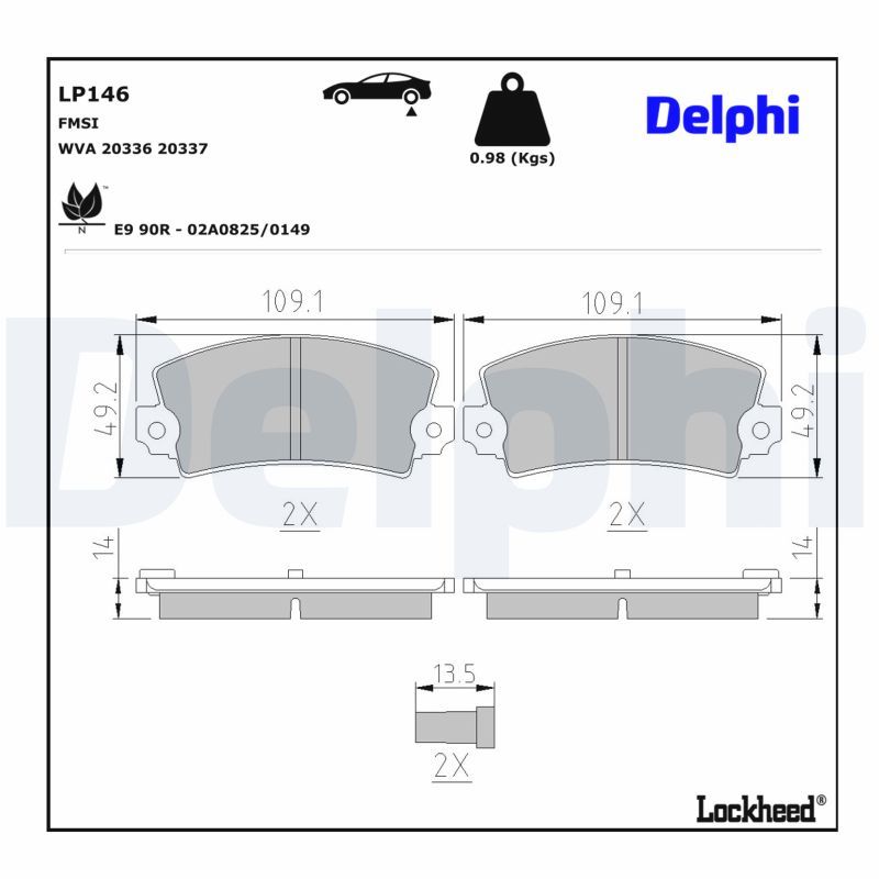 DELPHI LP146 Brake pad set, disc brake