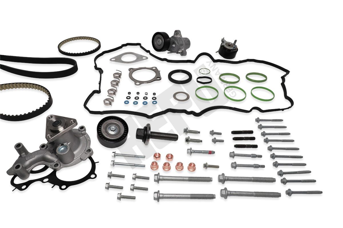 HEPU PK02611-XT2 Water pump + timing/v-ribbed belt set