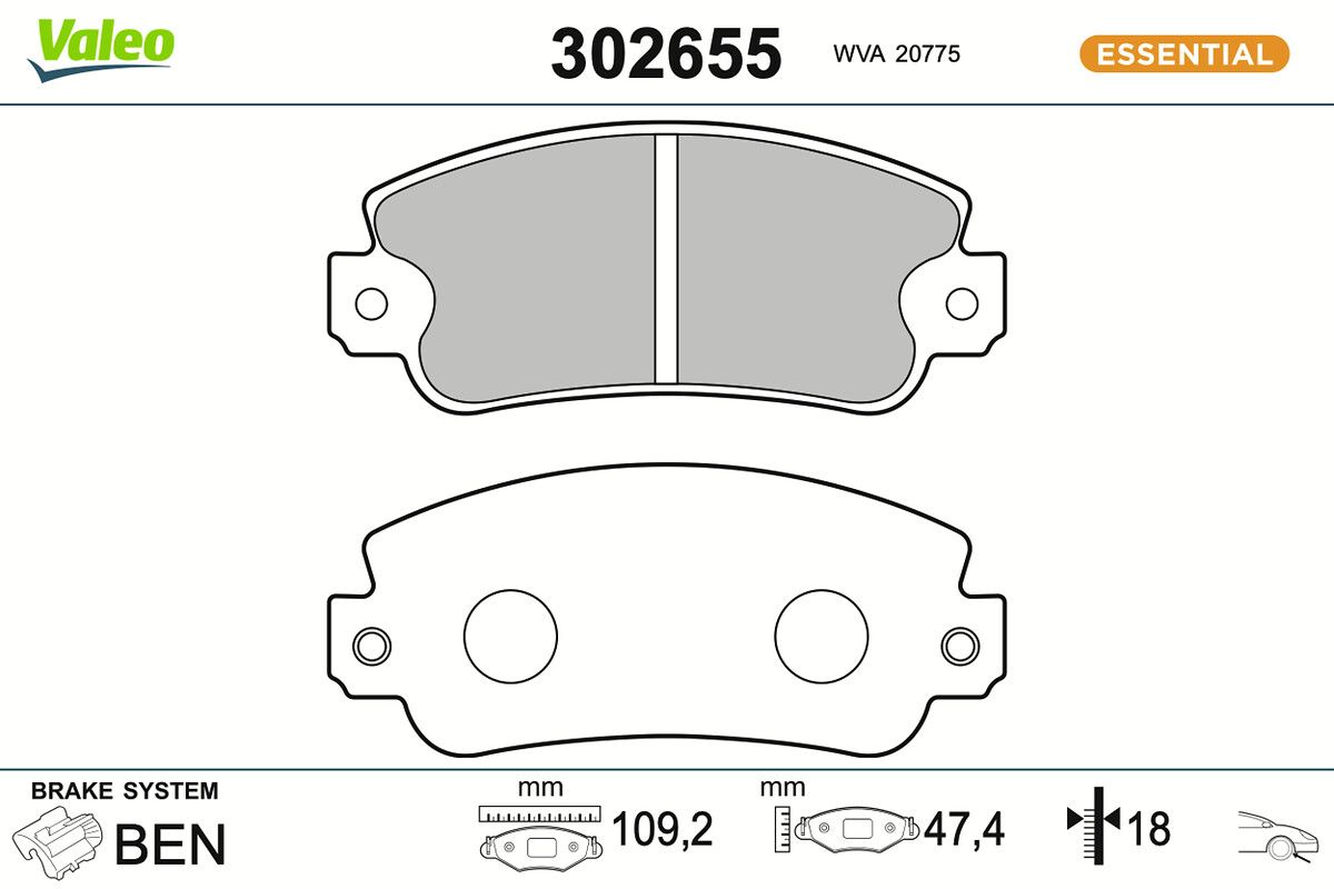 VALEO 302655 Brake pad set, disc brake