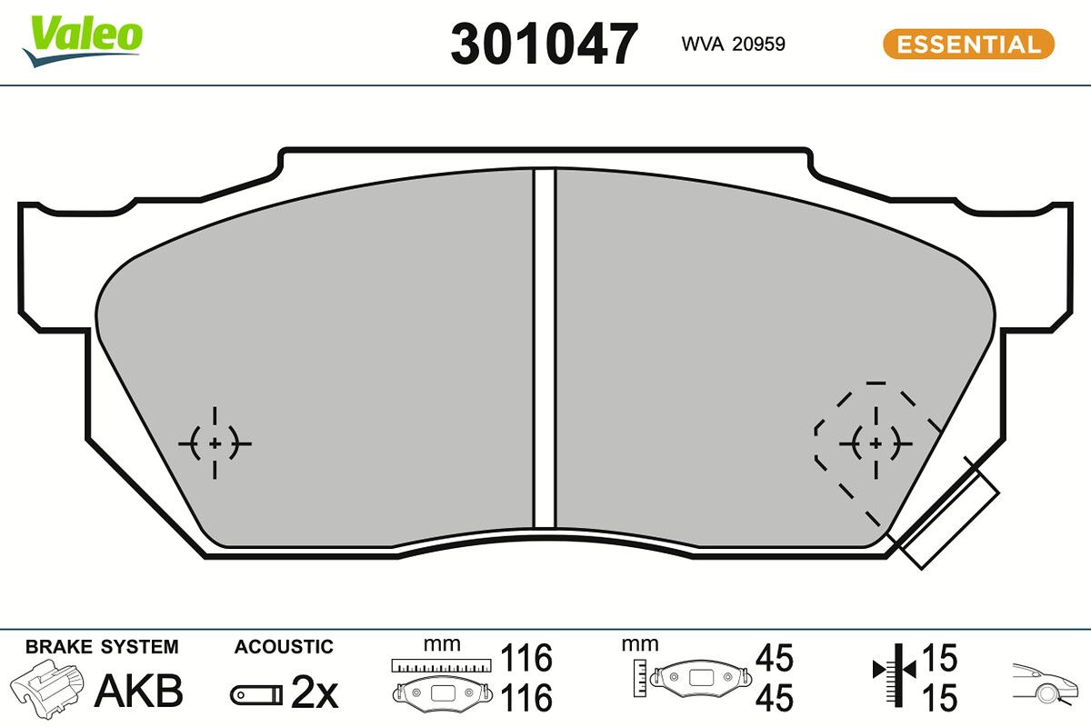 VALEO 301047 Brake pad set, disc brake