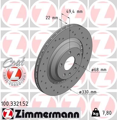 ZIMMERMANN 100.3321.52 Brake disc