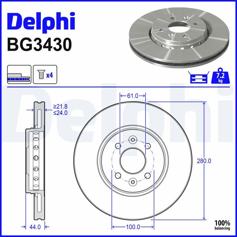 DELPHI BG3430 Brake disc