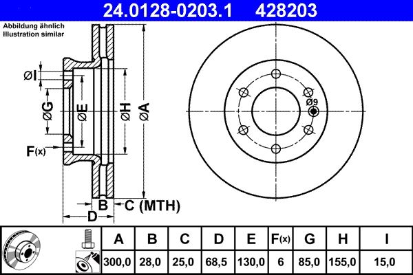 ATE 24.0128-0203.1 Brake disc