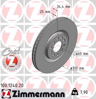 ZIMMERMANN 100.1240.20 Brake disc