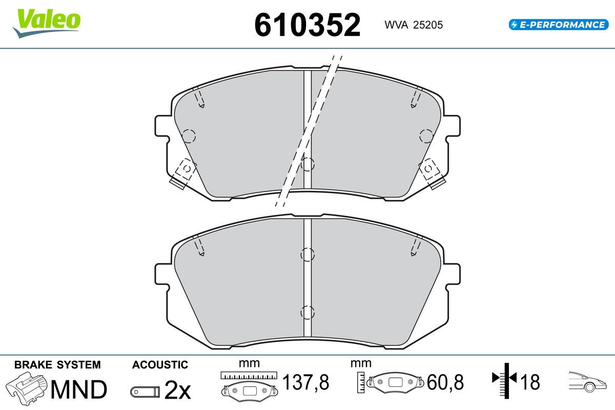 VALEO 610352 Brake pad set, disc brake