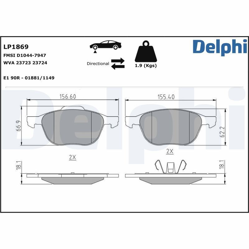 DELPHI LP1869 Brake pad set, disc brake