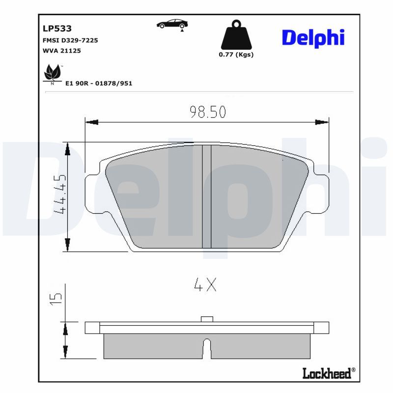 DELPHI LP533 Brake pad set, disc brake
