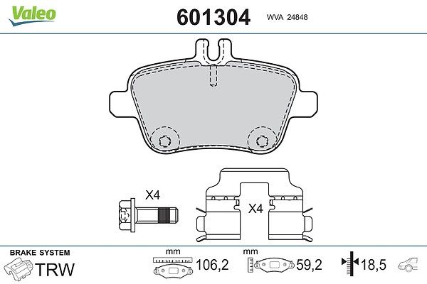 VALEO 601304 Brake pad set, disc brake