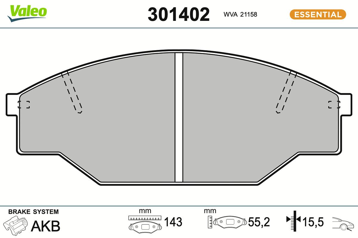 VALEO 301402 Brake pad set, disc brake