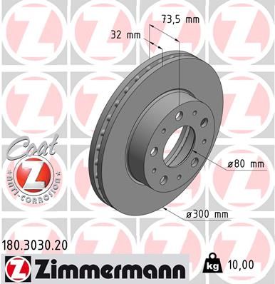 ZIMMERMANN 180.3030.20 Brake disc