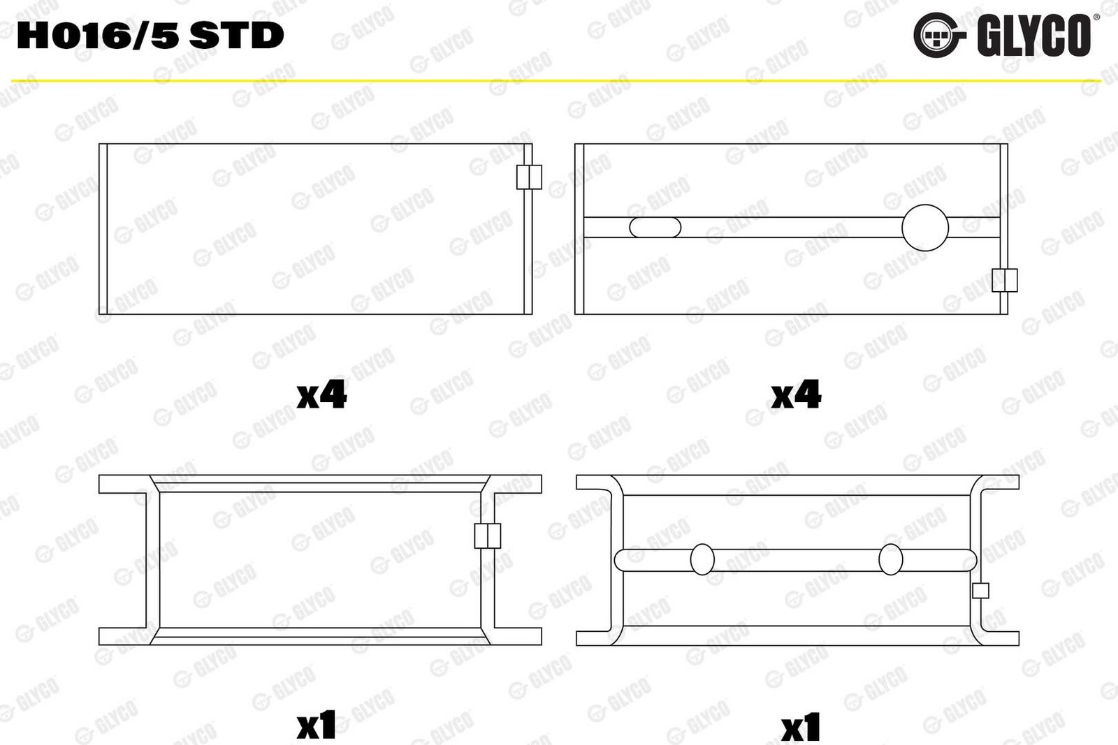 GLYCO H016/5 STD Crankshaft bearing shell