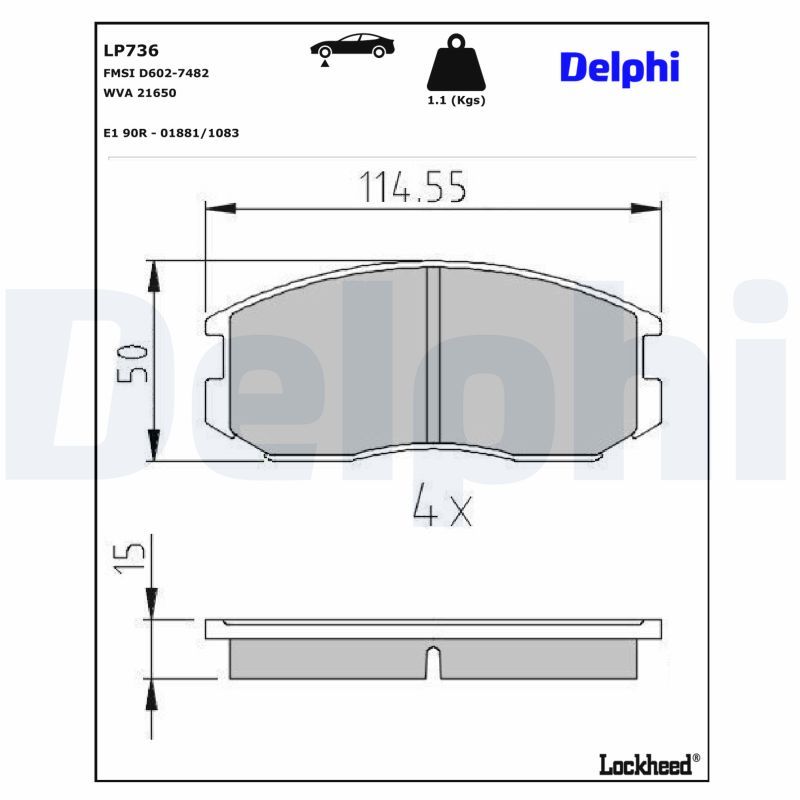 DELPHI LP736 Brake pad set, disc brake