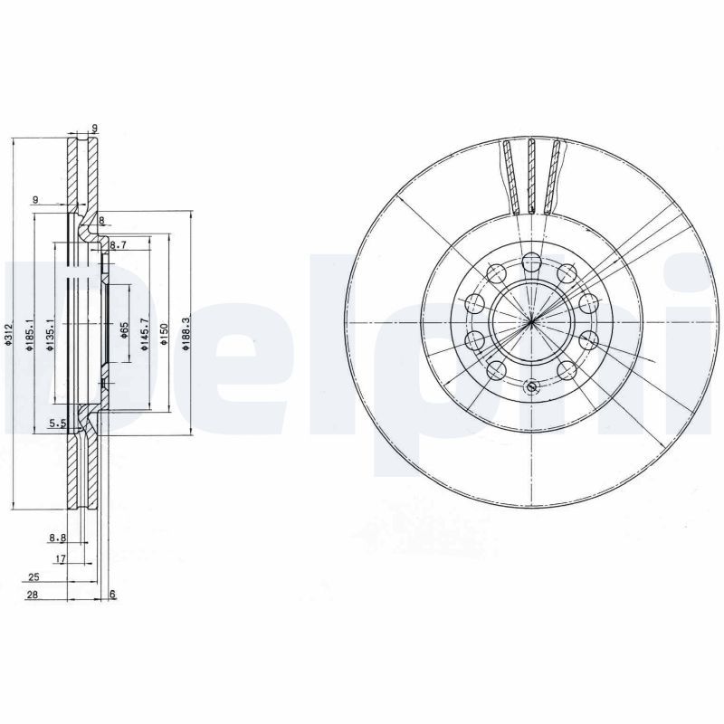 DELPHI BG3528 Brake disc