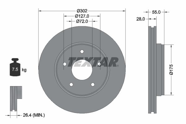 TEXTAR 92253303 Brake disc