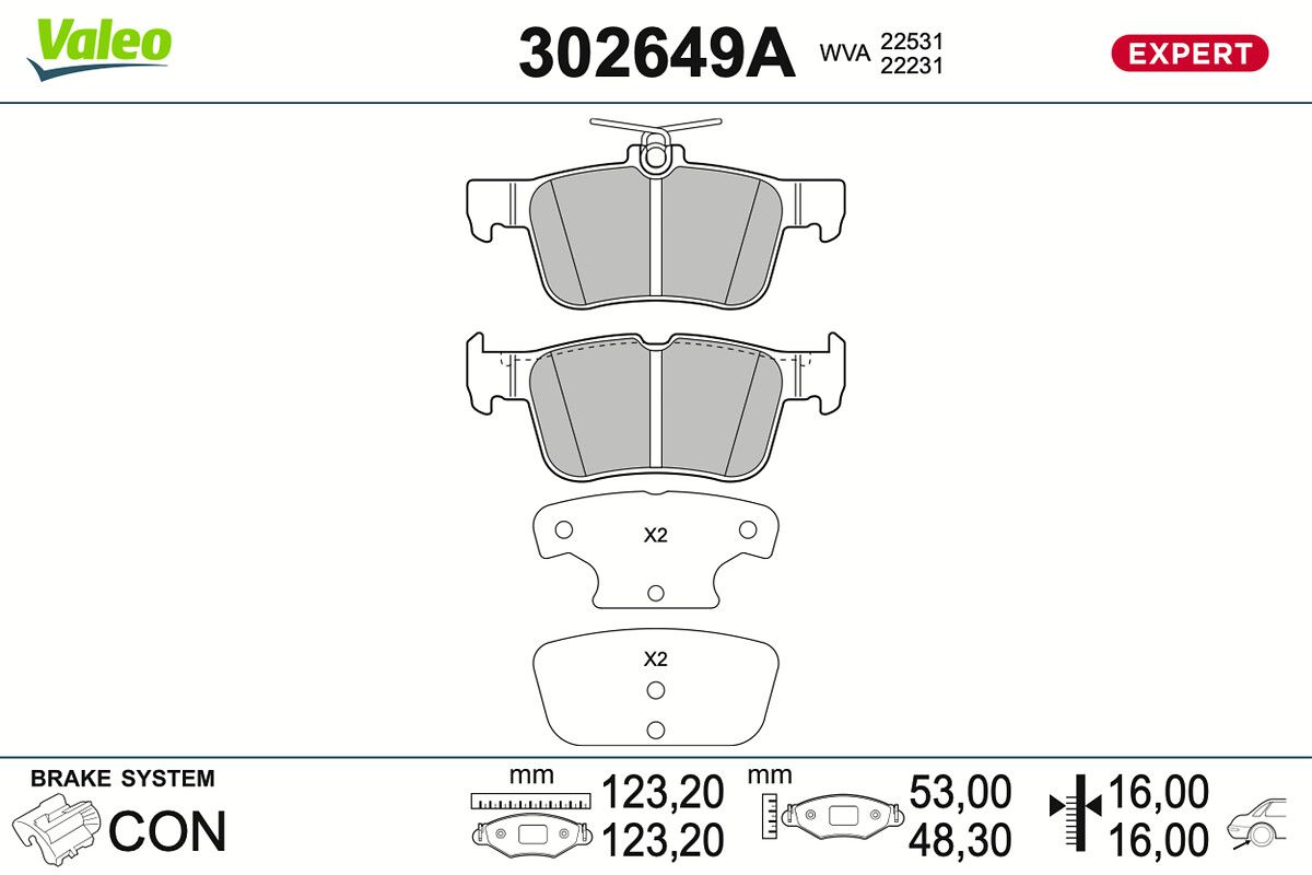 VALEO 302649A Brake pad set, disc brake