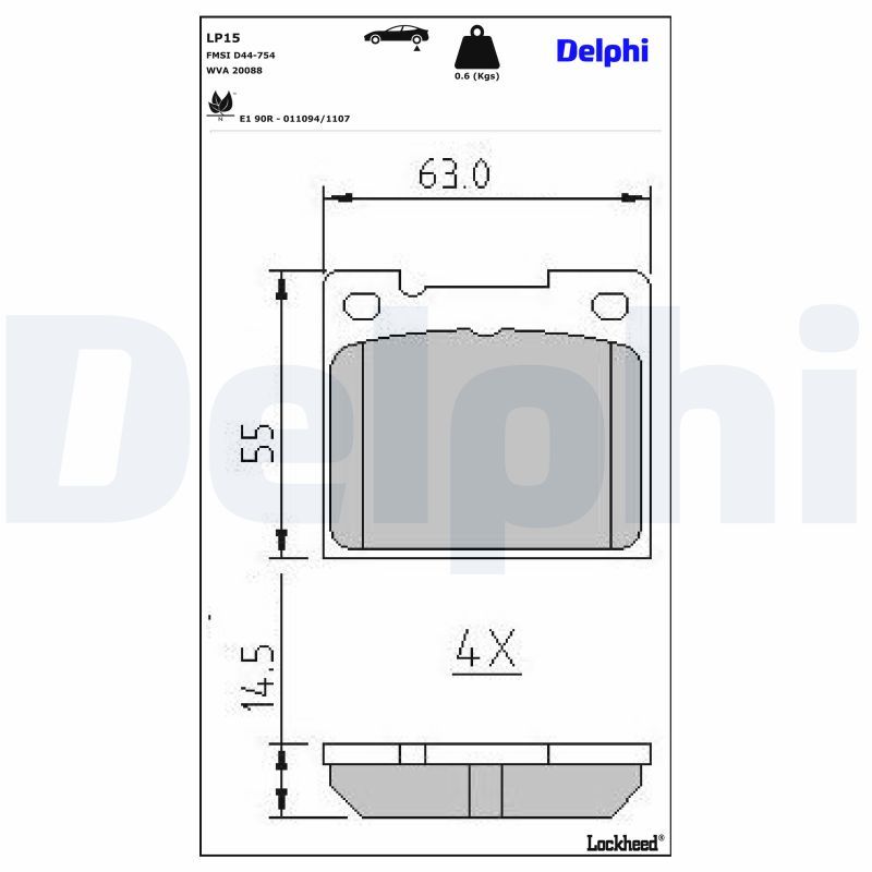 DELPHI LP15 Brake pad set, disc brake
