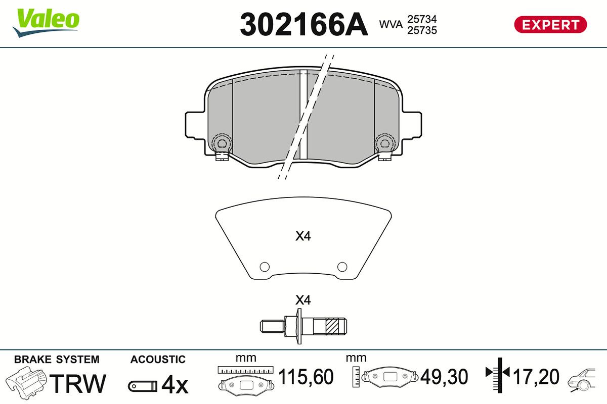 VALEO 302166A Brake pad set, disc brake