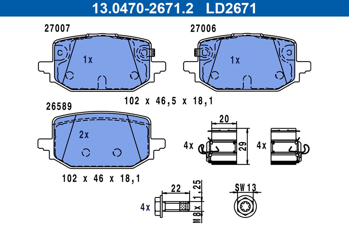 ATE 13.0470-2671.2 Brake pad set, disc brake