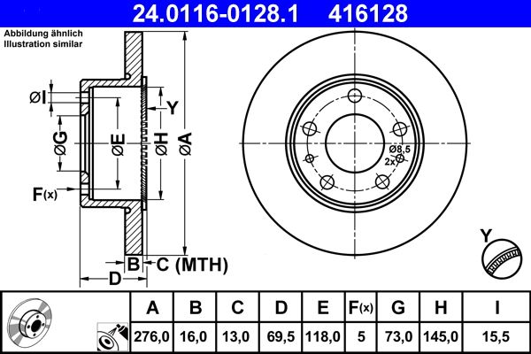 ATE 24.0116-0128.1 Brake disc