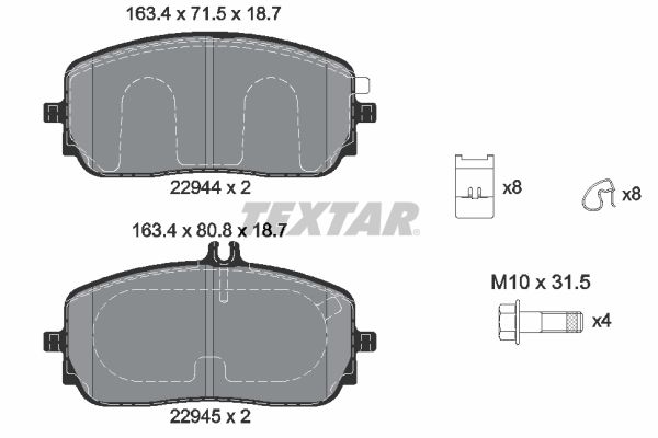 TEXTAR 2294401 Brake pad set, disc brake