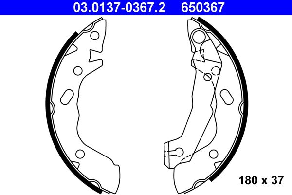 ATE 03.0137-0367.2 Brake shoe set
