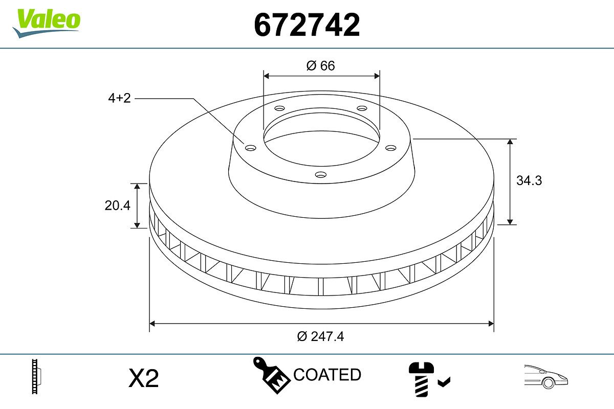 VALEO 672742 Brake disc