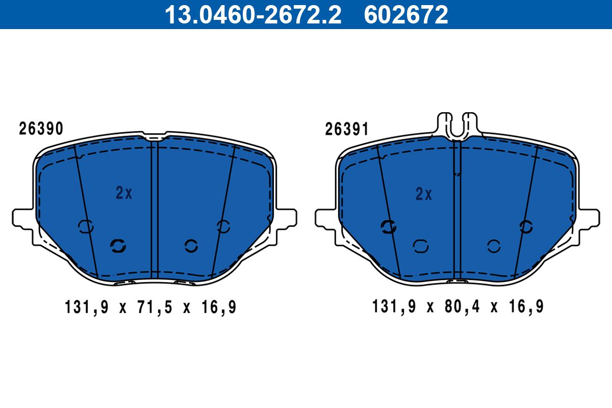 ATE 13.0460-2672.2 Brake pad set, disc brake