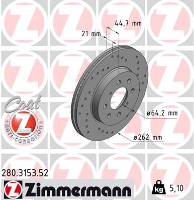 ZIMMERMANN 280.3153.52 Brake disc