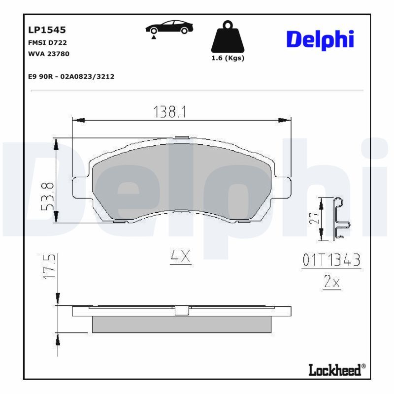 DELPHI LP1545 Brake pad set, disc brake